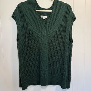 Coldwater Creek Dark Green V-Neck Sweater Vest Woman’s Large